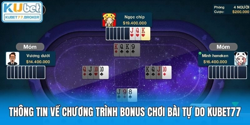 Thông tin về chương trình bonus chơi bài tự do Kubet77